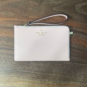 EUC KATE SPADE STACI MEDIUM L-ZIP WRISTLET PINK